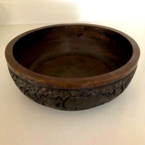 African Ebony wood Safari/Rhinoceros Bowl 9.5”